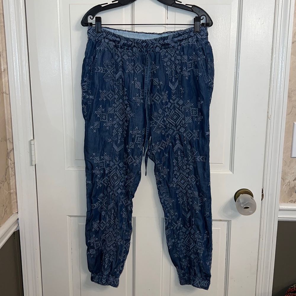 Johnny Was Pete and Greta Blue Embroidered Pants size Small
